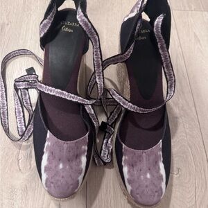 Altuzarra Purple Tie-Dye Platform Espadrille wedge with Ankle Wraps